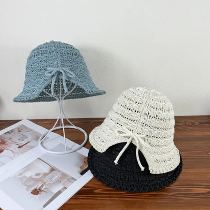 Crochet Bucket Hat with Drawstring French Blue One Size