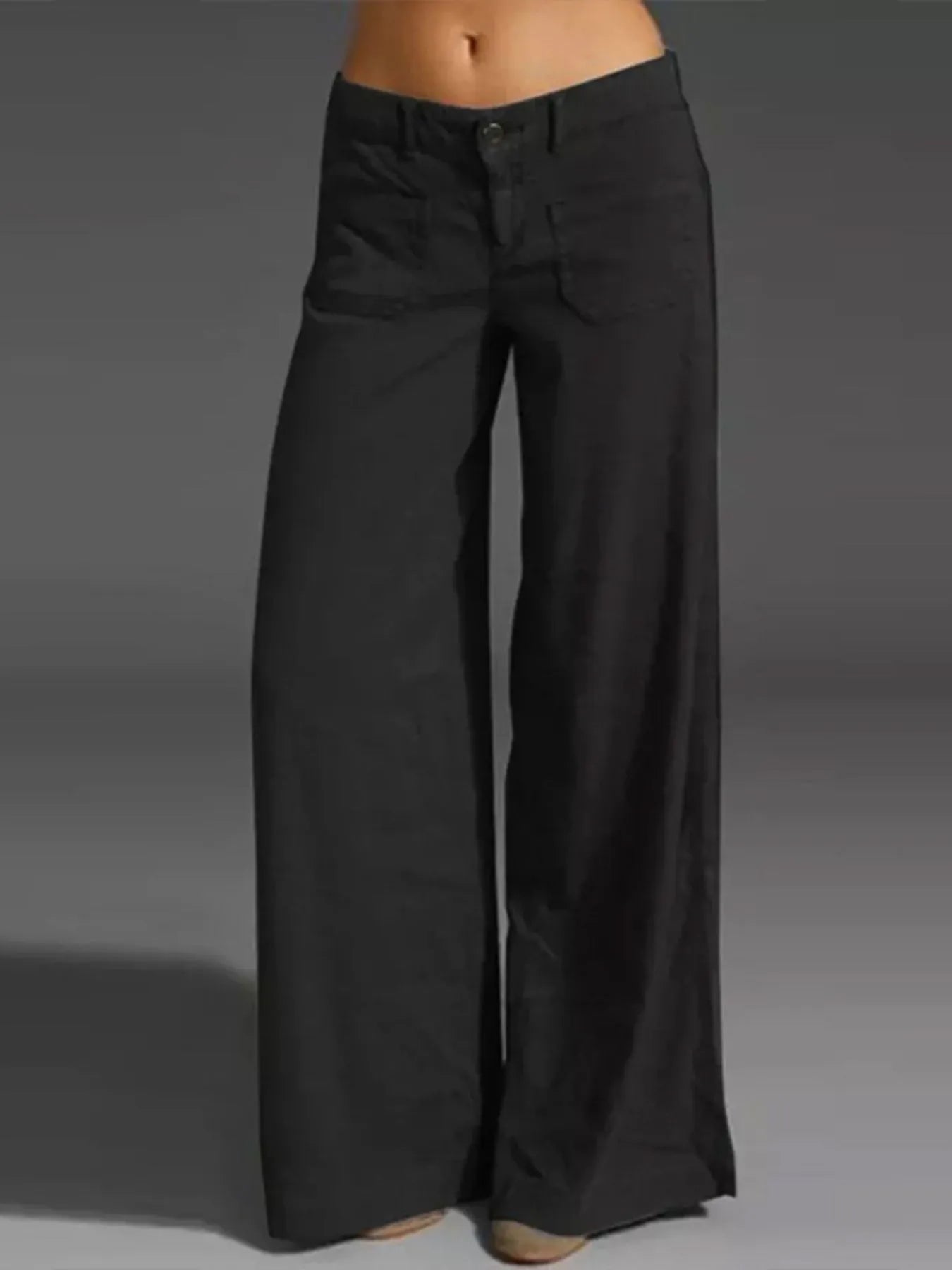 Full Size Wide Leg Pants with Pockets Plus Size Black