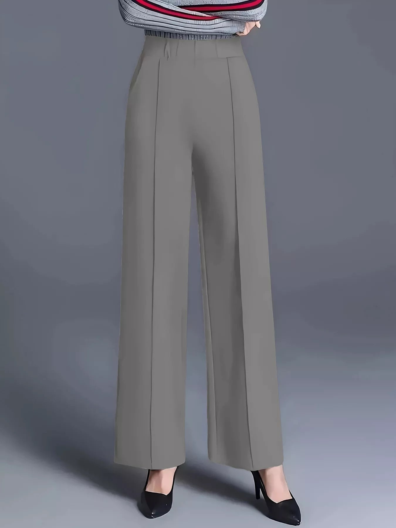Wide Leg High Waist Pants Grey