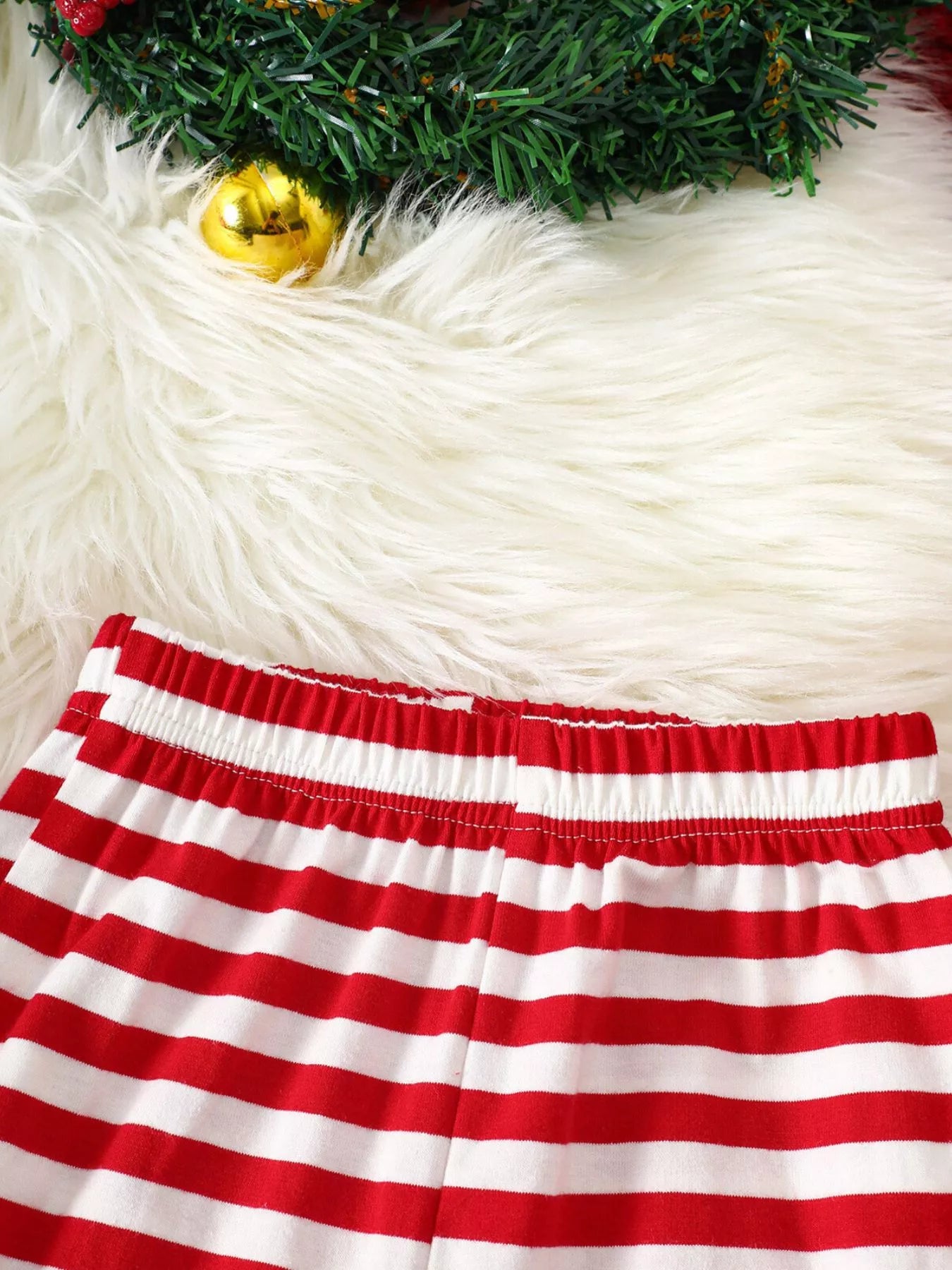 Children's Christmas Reindeer Striped Pajama Set