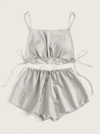 Sexy Lingerie Pink Lace off-the-Shoulder Strap Two-Piece Set Gray