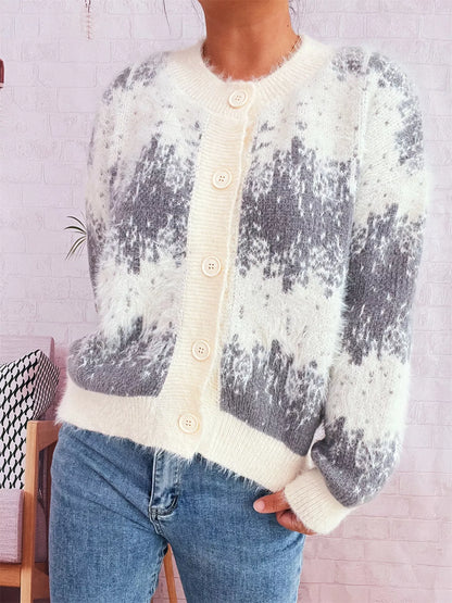 Ribbed Hem Button Up Cardigan