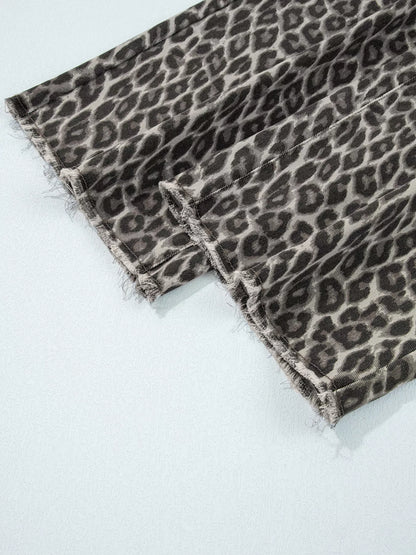 Leopard Straight Loose Leg Jeans