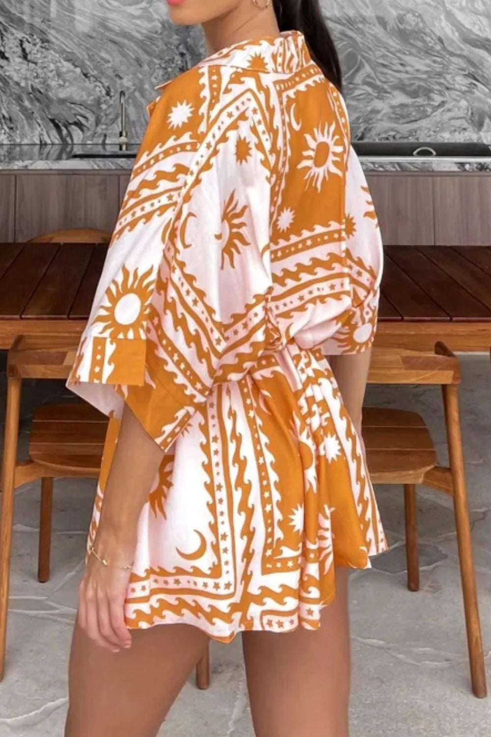 Printed Tie Waist Romper