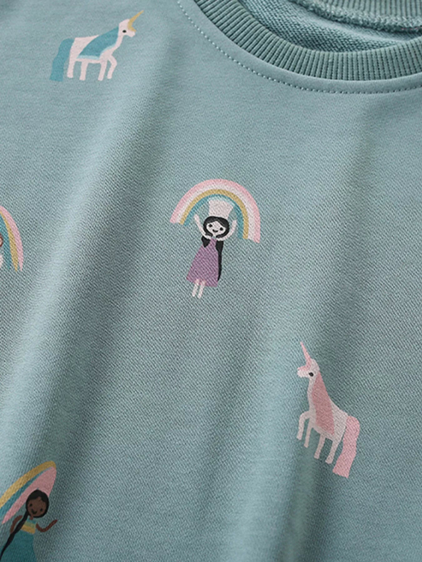 Children's Cute Cartoon Print Sweatshirt with Tulle Hem
