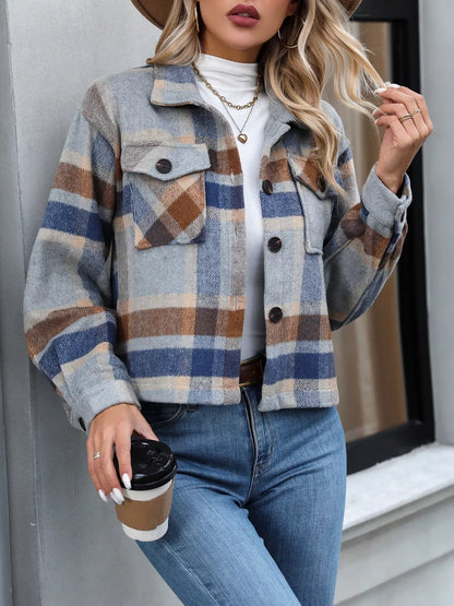 Plaid Button-Up Jacket