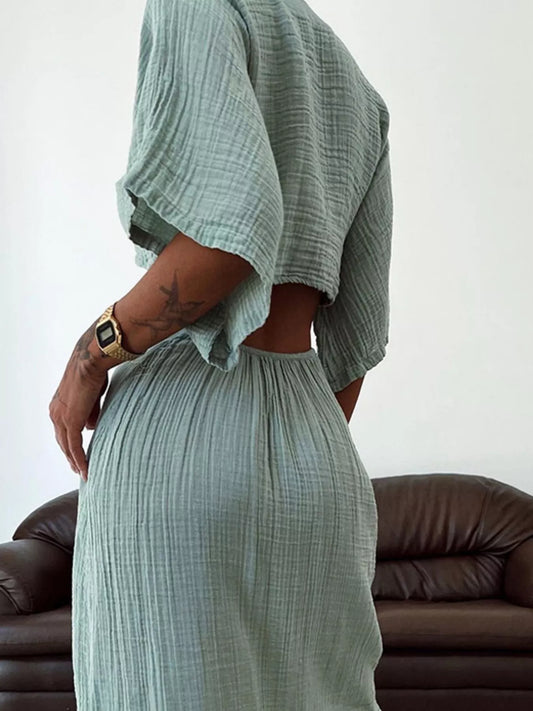 Tie Front Cutout Maxi Dress