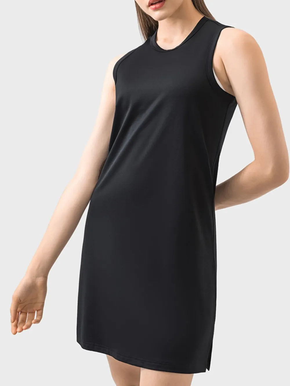 Millennia Round Neck Sleeveless Active Dress Black