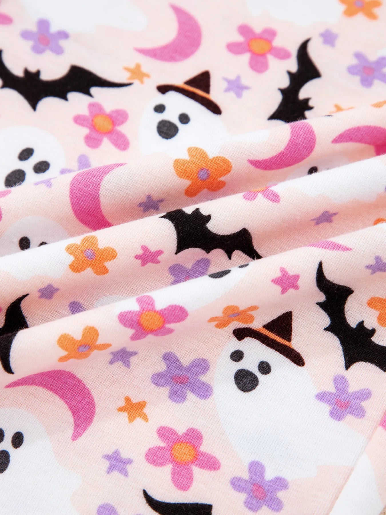 Halloween Ghost Print Button Up Top and Pants Lounge Set