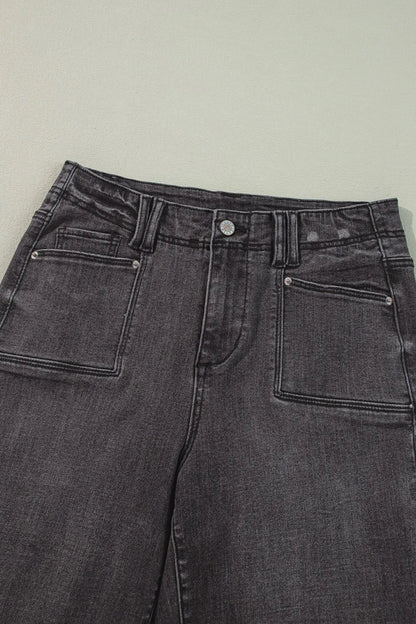 High-Waisted Wide-Leg Vintage Wash Jeans