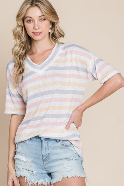 Comfy Striped V-Neck Tee