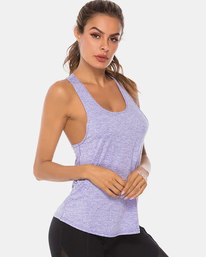 Full Size Scoop Neck Wide Strap Active Tank Lavender
