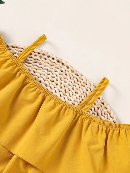 Children's Ruffled Spaghetti Strap Top and Pants Set