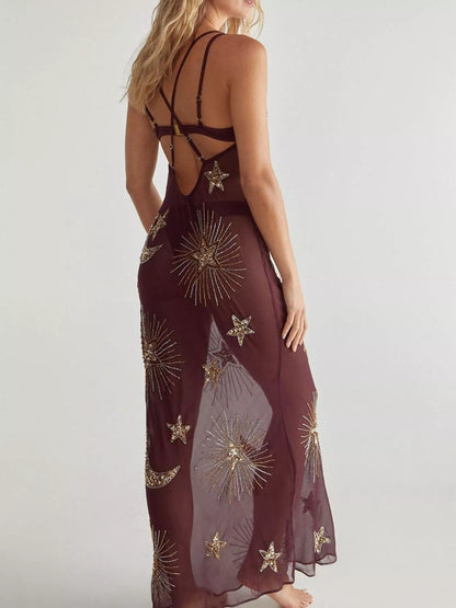 Cowl Neck Maxi Cami Dress