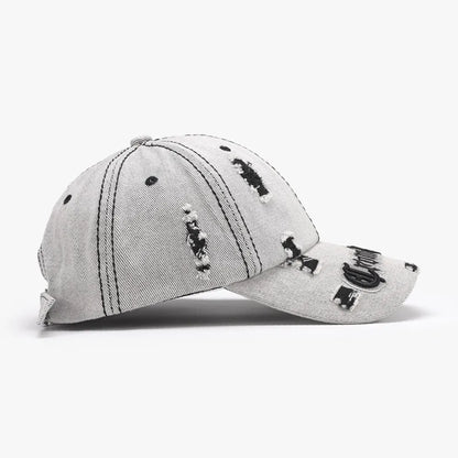Distressed Letter Embroidered Baseball Cap