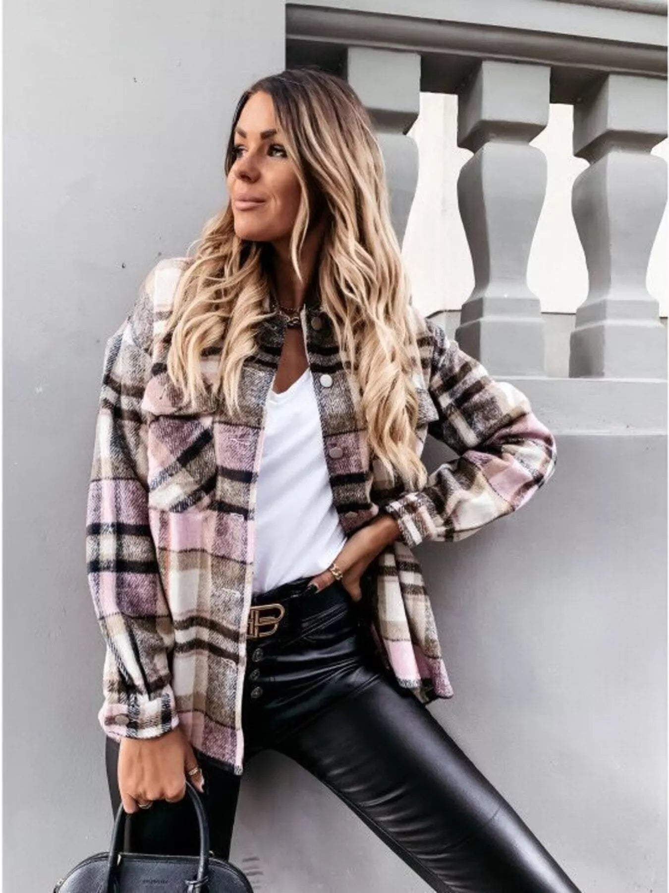 Plaid Button-Down Long Sleeve Shacket