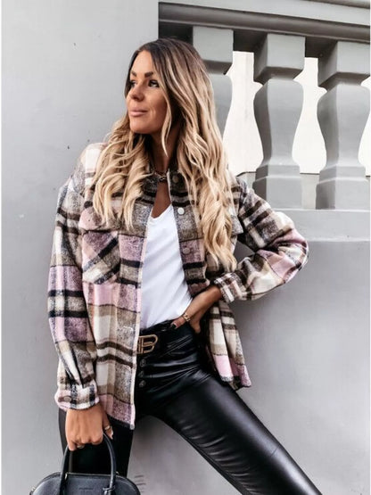 Plaid Button-Down Long Sleeve Shacket