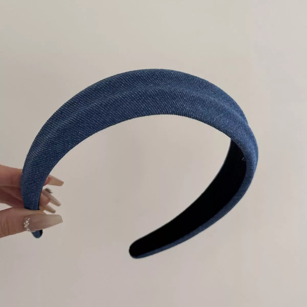 Denim Padded Wide Headband Dusty Blue One Size