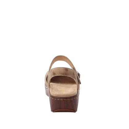 Alegria Women's Opal Tan Breeze Perforated Leather Shoes with Slingback Open Back Sandals 9 M US