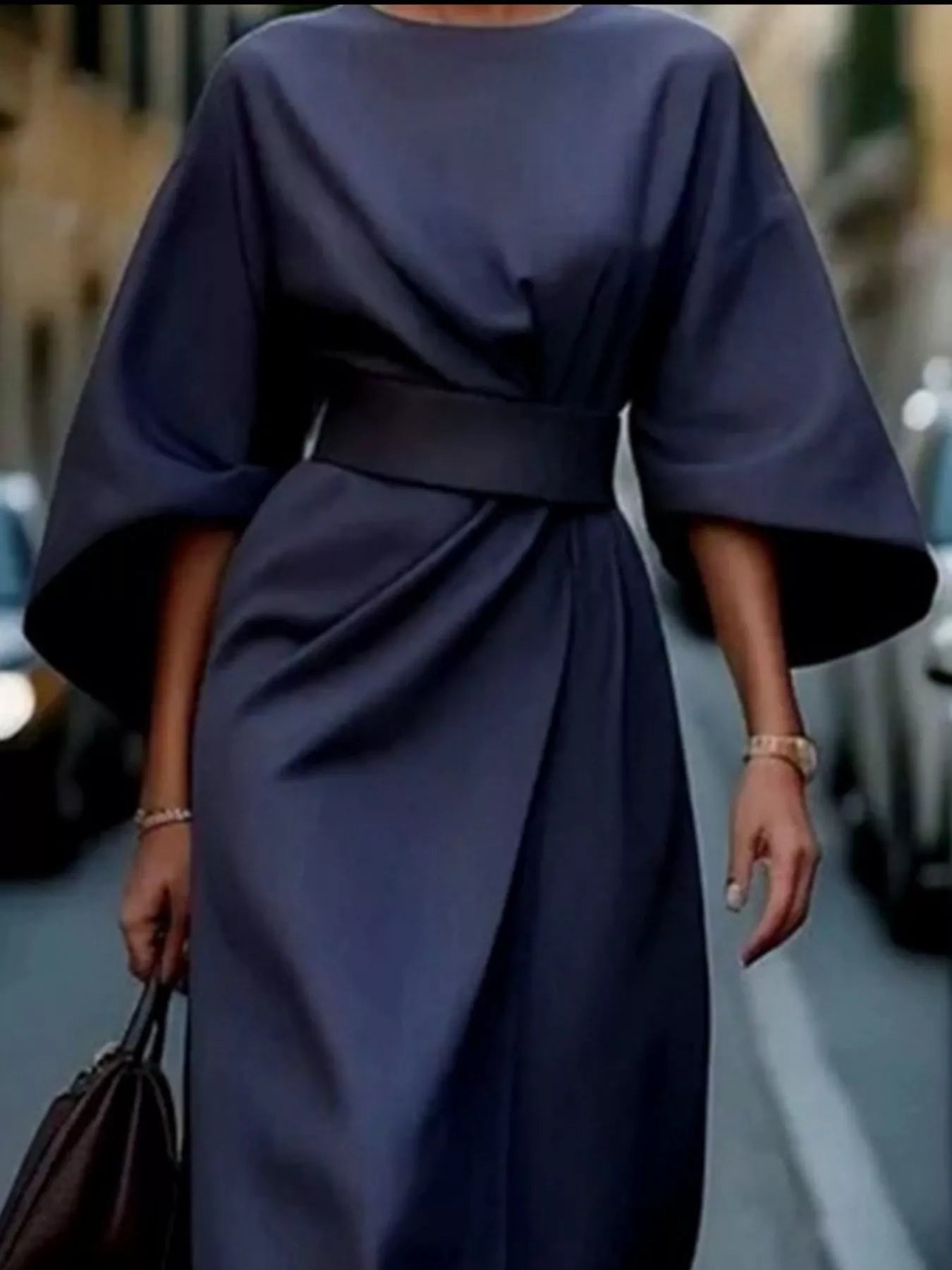 Round Neck 3/4 Sleeve Dress