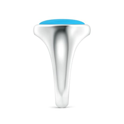 Angara Natural Oval 4.82 ct Turquoise Men’s Signet Ring in Sterling Silver for Men (Size-14x11mm) | December Birthstone Jewelry | Ring Size-10.5 mm