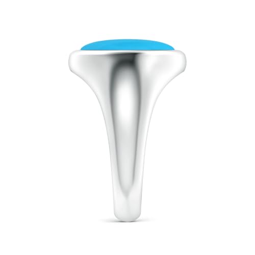 Angara Natural Oval 4.82 ct Turquoise Men’s Signet Ring in Sterling Silver for Men (Size-14x11mm) | December Birthstone Jewelry | Ring Size-10.5 mm