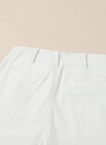 Sidefeel Women's Wide Leg Jeans High Waisted Stretchy Zimbaplatinum Straight Leg Jeans Buttoned Loose Denim Pants with Pocket White Size 10