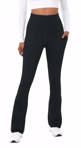 TOPYOGAS Womens Flare Yoga Pants High Waist Tummy Control Bootcut Flare Leggings Workout Wide Leg Pants with Pockets Black