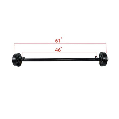 Thomletha 3500lbs Capacity Trailer Electric Brake Axle 5 Lug-4.5 inch Trailer Axle 61 inch Hub Face 46 inch Spring Center