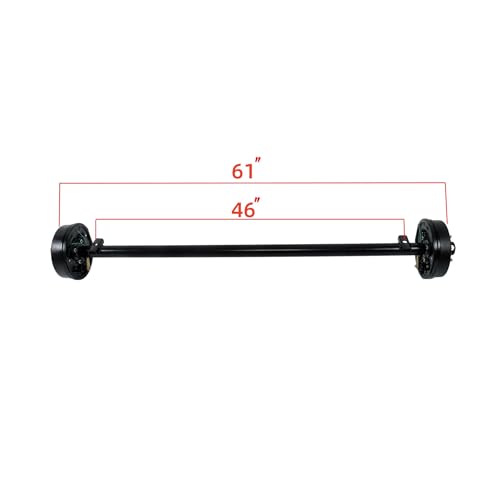 Thomletha 3500lbs Capacity Trailer Electric Brake Axle 5 Lug-4.5 inch Trailer Axle 61 inch Hub Face 46 inch Spring Center