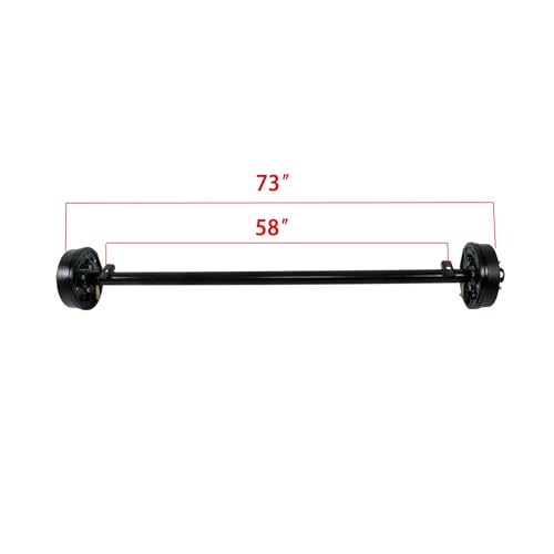 Thomletha 3500lbs Capacity Trailer Electric Brake Axle 5 Lug-4.5 inch Trailer Axle 73 inch Hub Face 58 inch Spring Center