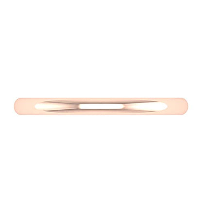 14K Rose Gold 2mm Plain Wedding Band (Ring Size 6.5)