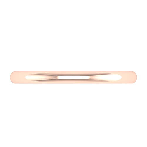 14K Rose Gold 2mm Plain Wedding Band (Ring Size 6.5)