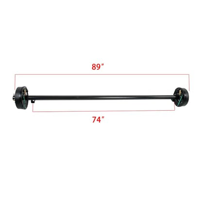 labwork 3500Lbs 5 Lug Electric Brake Trailer Axle 89 Inch Hub Face 74 Inch Spring Center 5 x 4.5 Bolts for Light Duty Trailers