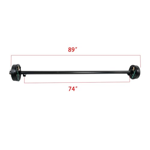 labwork 3500Lbs 5 Lug Electric Brake Trailer Axle 89 Inch Hub Face 74 Inch Spring Center 5 x 4.5 Bolts for Light Duty Trailers