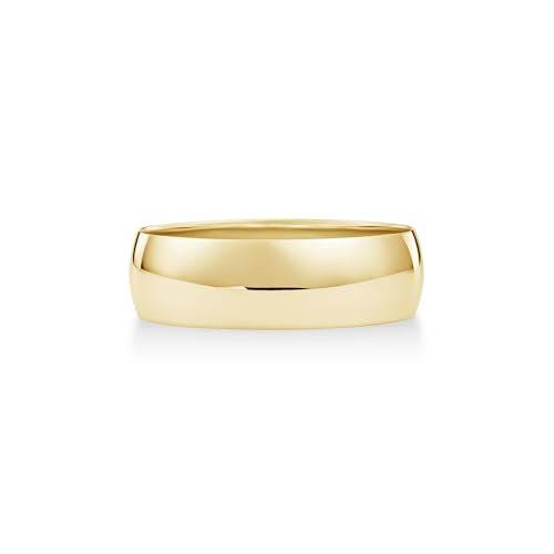 Oxford Ivy 10K Yellow Gold 6mm Low Domed Wedding Band, Classic Fit Size 10