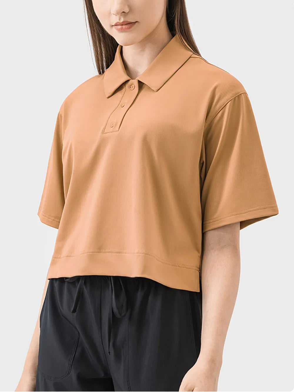 Millennia Half Button Short Sleeve Active T-Shirt Sherbet