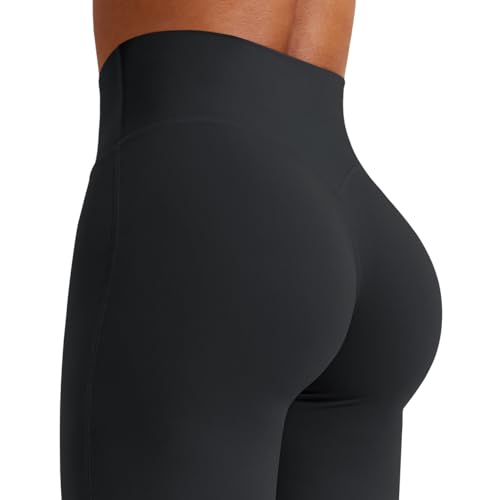 YEOREO Workout Leggings Womens No Front Seam Straight Leggings 31.5" High Waist Buttery Eddiy Gym Yoga Pants Black L