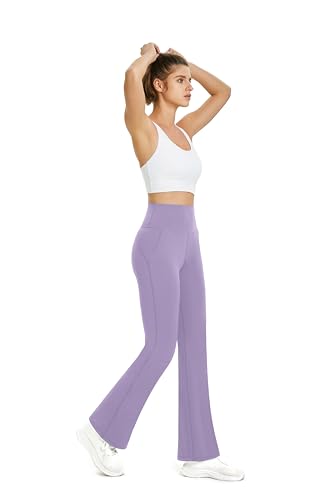 TOPYOGAS Womens Flare Yoga Pants High Waist Tummy Control Bootcut Flare Leggings Workout Wide Leg Pants with Pockets