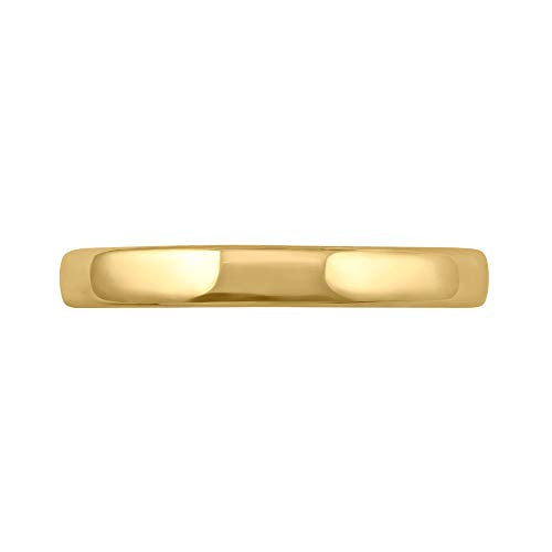 14K Yellow Gold 3mm Plain Wedding Band (Ring Size 8)