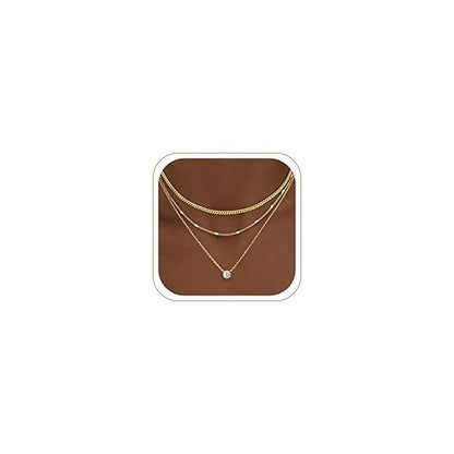 WomenGifts Layered Gold Necklaces for Women, 14K Gold Plated Dainty Cute Pendant Necklace Jewelry Set, Chunky Stackable Cuban Chain Choker Collar, Trendy Waterproof Non Tarnish Jewelry Gift for Mom