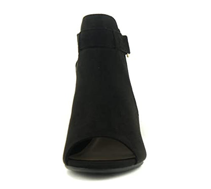 CITYCLASSIFIED Invest Women's Cutout Side Strap Mid Black Chunky Heel Fashion Ankle Bootie (BLACK, us_footwear_size_system, adult, women, numeric, medium, numeric_6)