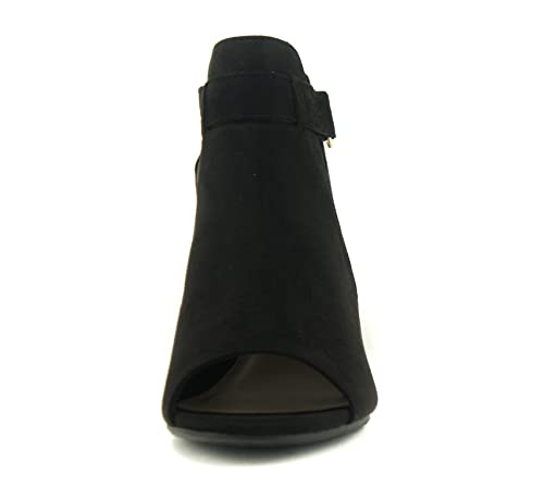 CITYCLASSIFIED Invest Women's Cutout Side Strap Mid Black Chunky Heel Fashion Ankle Bootie (BLACK, us_footwear_size_system, adult, women, numeric, medium, numeric_6)