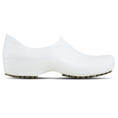 Sticky SSW-US-BCA-8 Nursing Shoes Women - Chefs - Kitchen - Nurses - Clogs for Work - Waterproof Non Slip (White, 8)