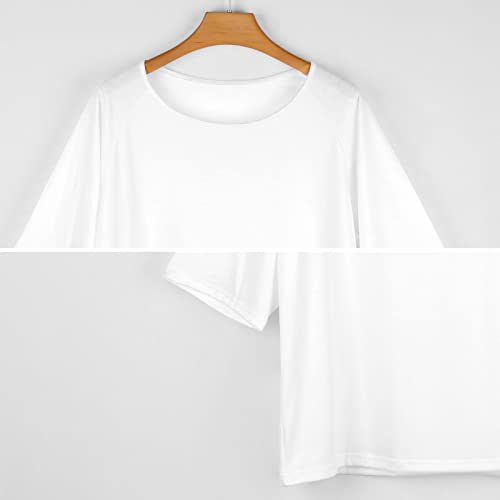 Off Shoulder Mid Sleeve Top Relaxed Fit Lightweight Women's Top Casual Fashion Simple Yellow Watercolor Spring Flower Pattern 2XL