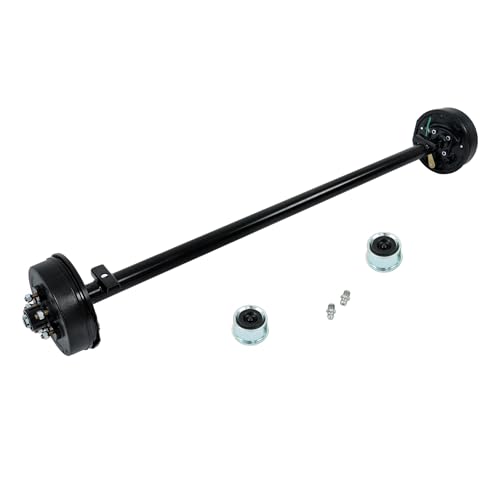 Thomletha 3500lbs Capacity Trailer Electric Brake Axle 5 Lug-4.5 inch Trailer Axle 73 inch Hub Face 58 inch Spring Center