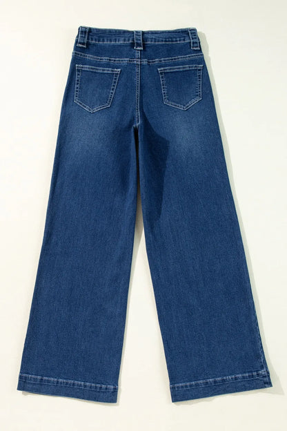 Wide Leg Pocketed High Waist Jeans