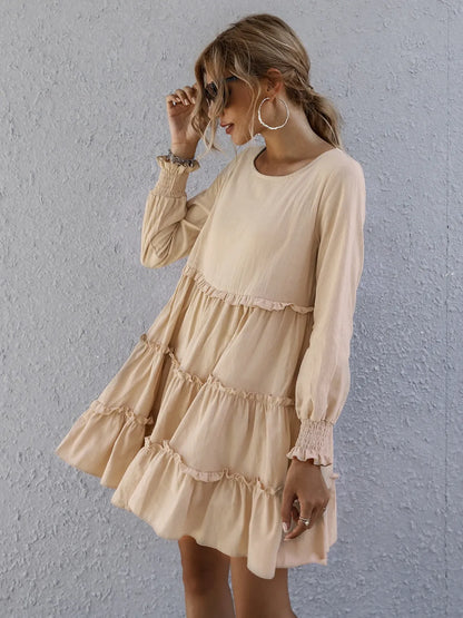 Frill Tiered Long Sleeve Mini Dress
