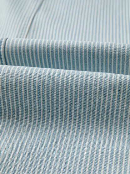 Stripe Mid Rise Drawstring Waist Jeans