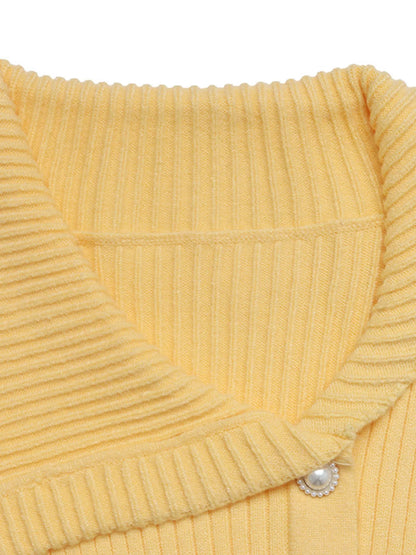 Asymmetrical Ribbed Button Up Cardigan